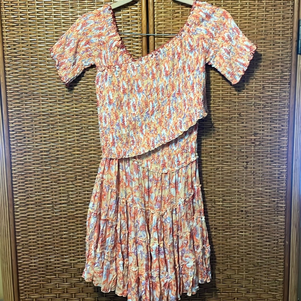 Darling Poupette St Barth NWT smocked mini dress size M asymmetrical style
